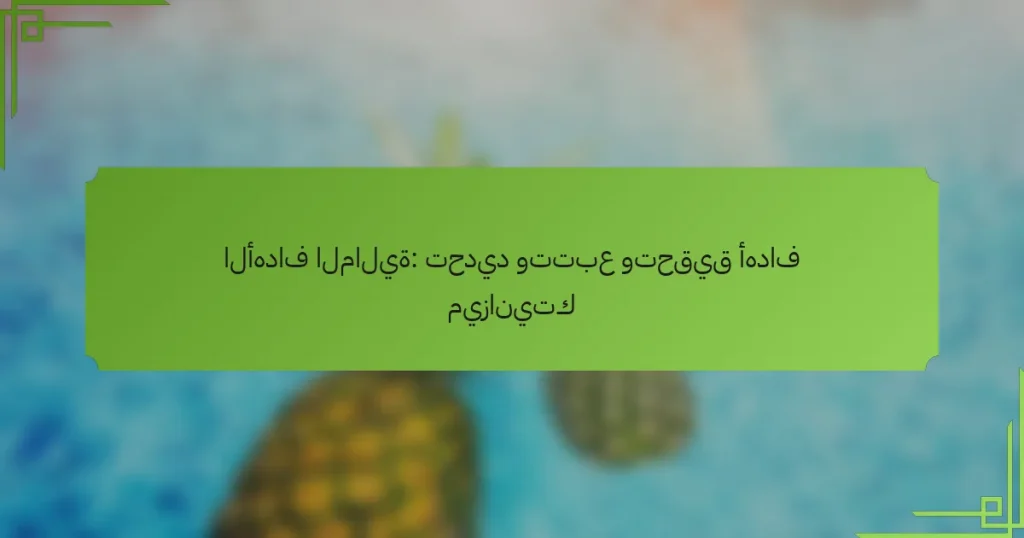 الأهداف المالية: تحديد وتتبع وتحقيق أهداف ميزانيتك