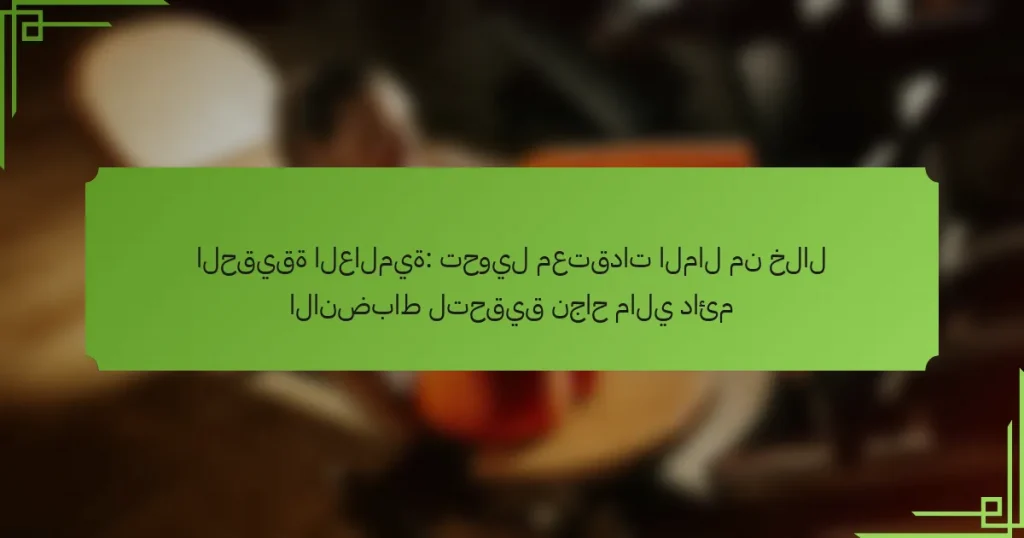 الحقيقة العالمية: تحويل معتقدات المال من خلال الانضباط لتحقيق نجاح مالي دائم