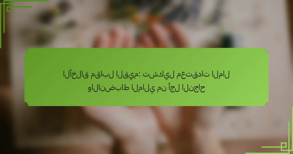 الأخلاق مقابل القيم: تشكيل معتقدات المال والانضباط المالي من أجل النجاح