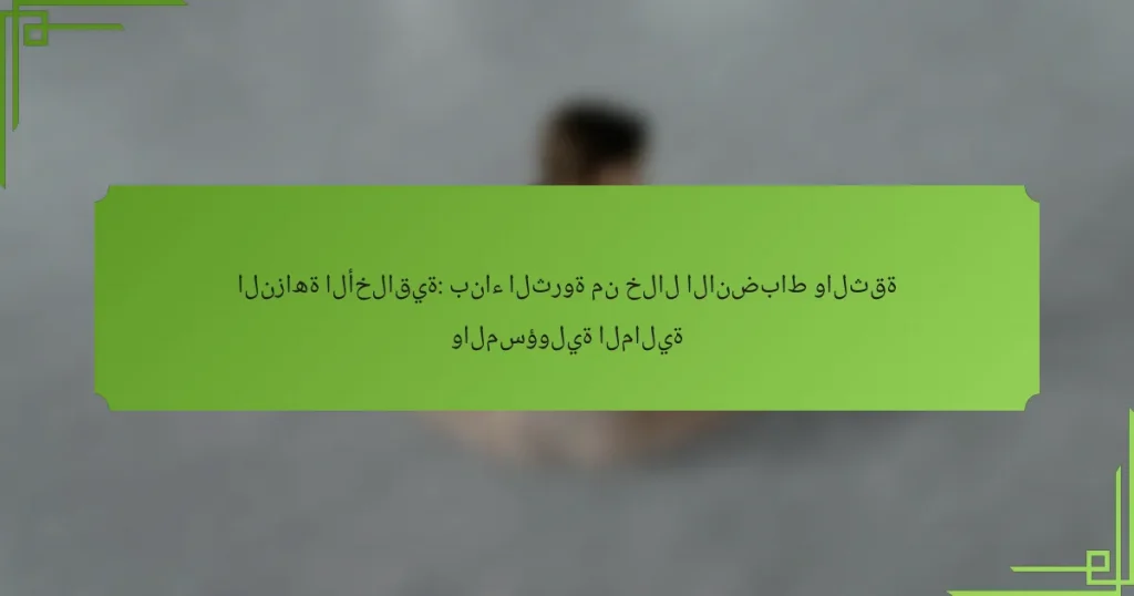 النزاهة الأخلاقية: بناء الثروة من خلال الانضباط والثقة والمسؤولية المالية