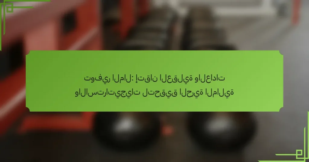 توفير المال: إتقان العقلية والعادات والاستراتيجيات لتحقيق الحرية المالية