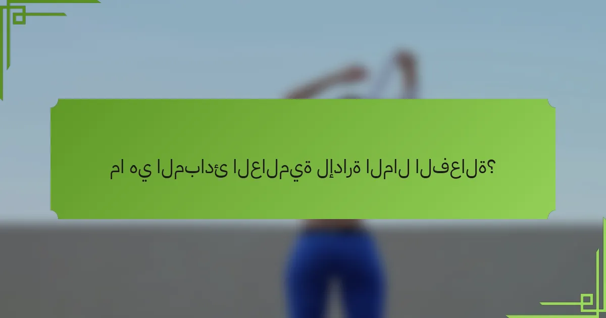ما هي المبادئ العالمية لإدارة المال الفعالة؟