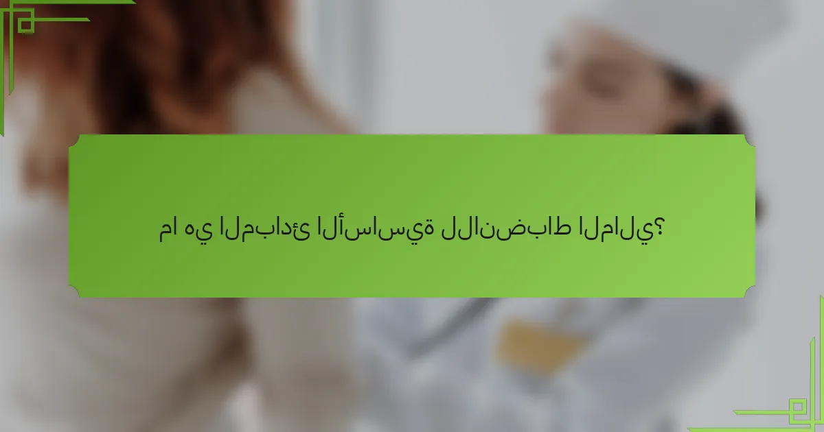 ما هي المبادئ الأساسية للانضباط المالي؟