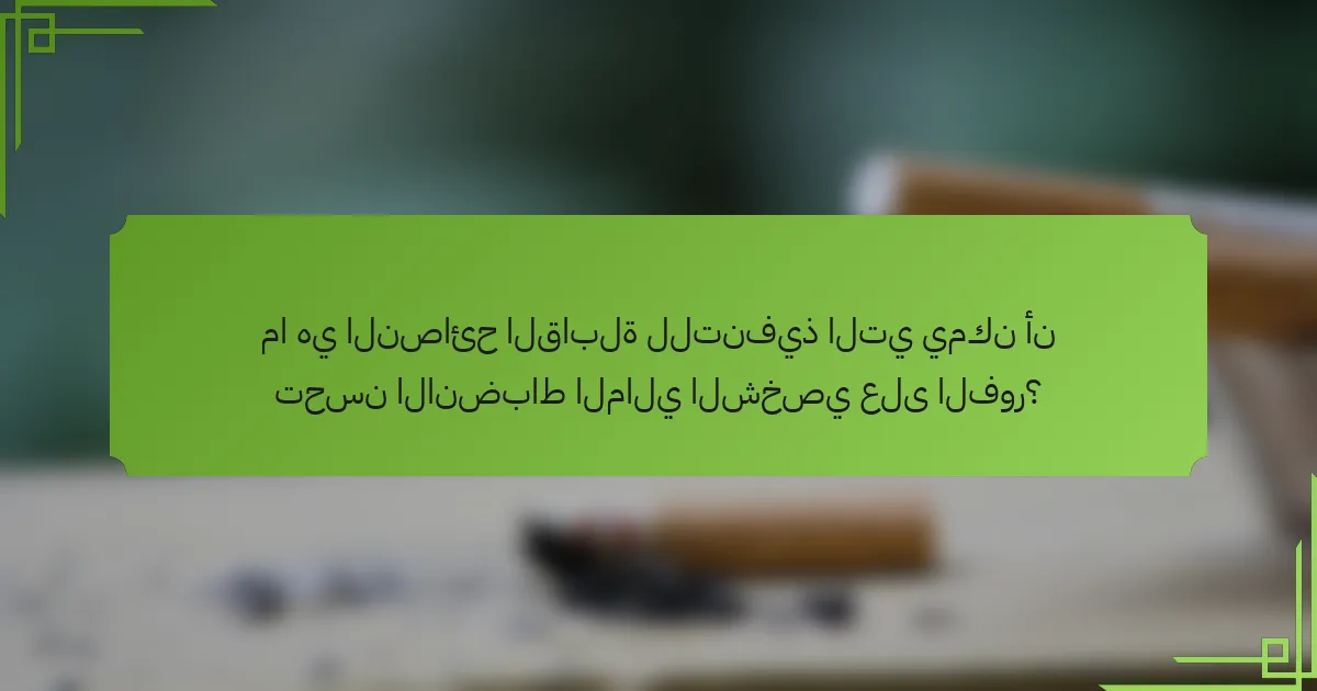 ما هي النصائح القابلة للتنفيذ التي يمكن أن تحسن الانضباط المالي الشخصي على الفور؟